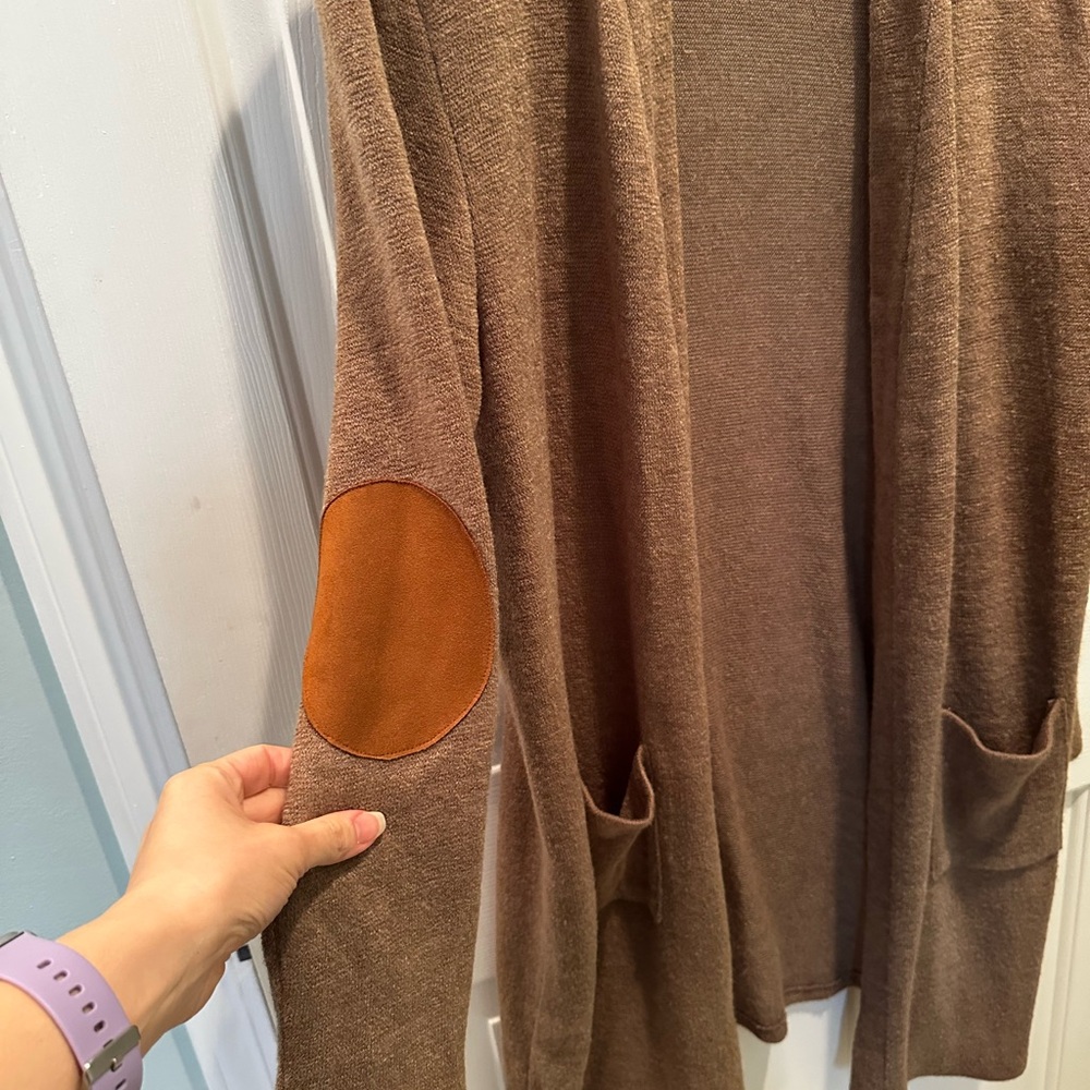 Pinkblush Brown Cardigan with Tan Elbow Patches